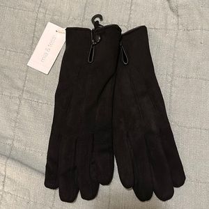 Black sueded womens gloves (one size) with smart phone finger tips